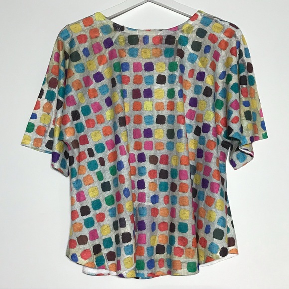 Et Lois colorful square pattern gray top - Picture 4 of 4